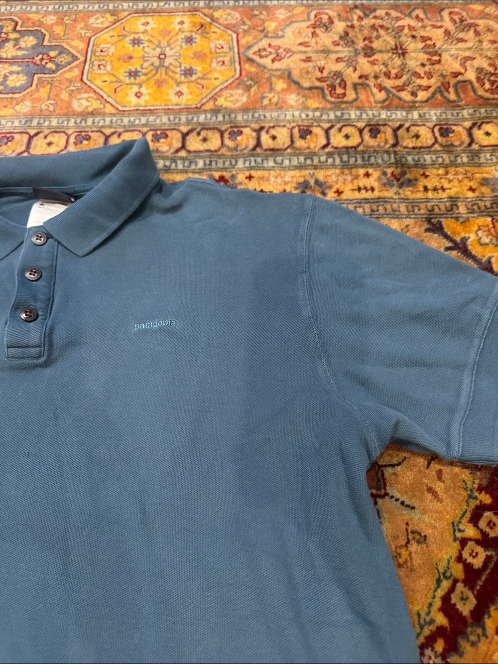 Patagonia Men’s Blue Pique Polo Shirt size medium